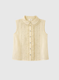Swany Cotton Beaded Sleeveless Blouse | Yellow