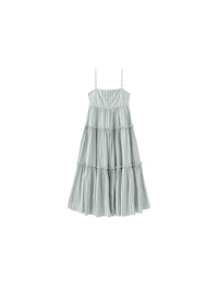 Strap Striped Cake Dress | Green & Red