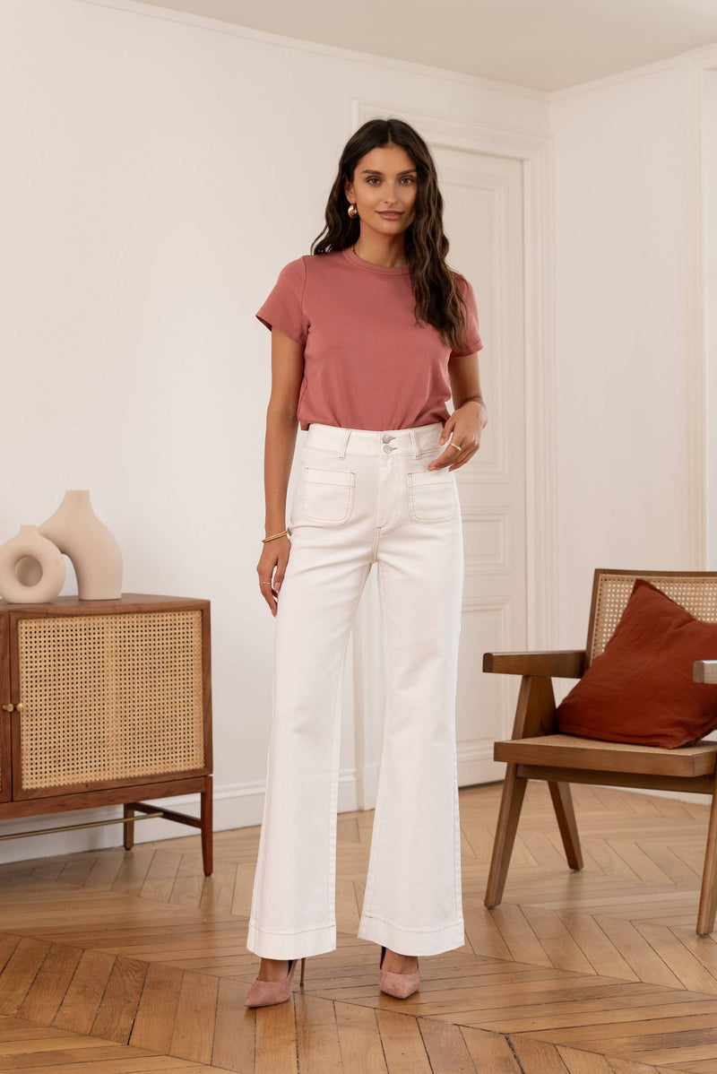 Elena Flared Jean | White