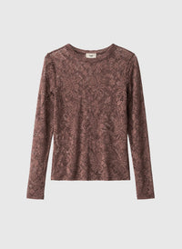 Alezana Long Sleeve Lace T-Shirt | Brown