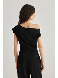 Draped Off the Shoulder Top | Black