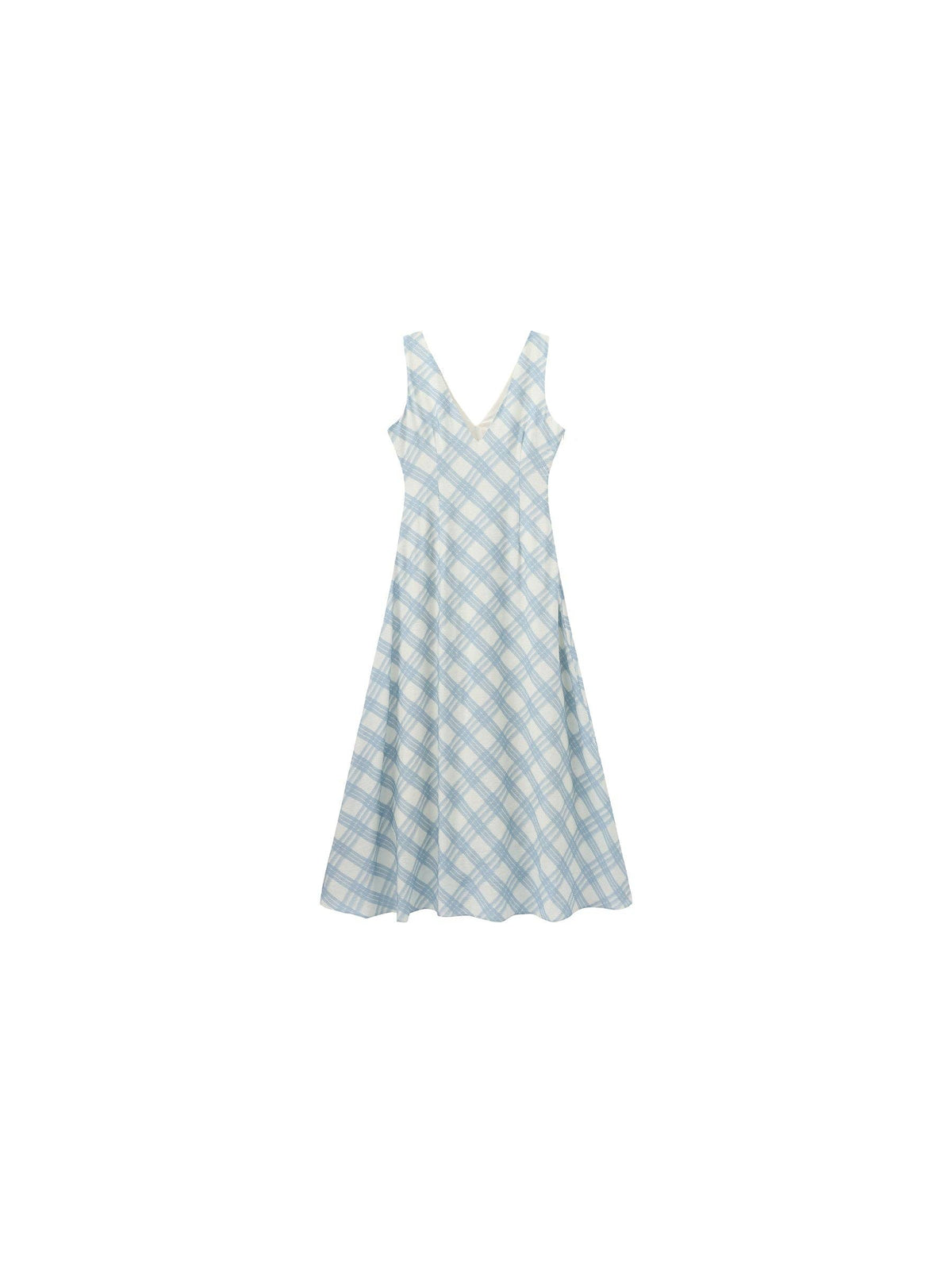 Plaid V-Neck Sleeveless Maxi Dress