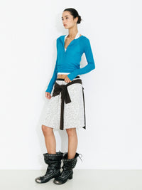 C by CUBIC Henley Neck Slim-Fit Long-Sleeve Top | Aqua