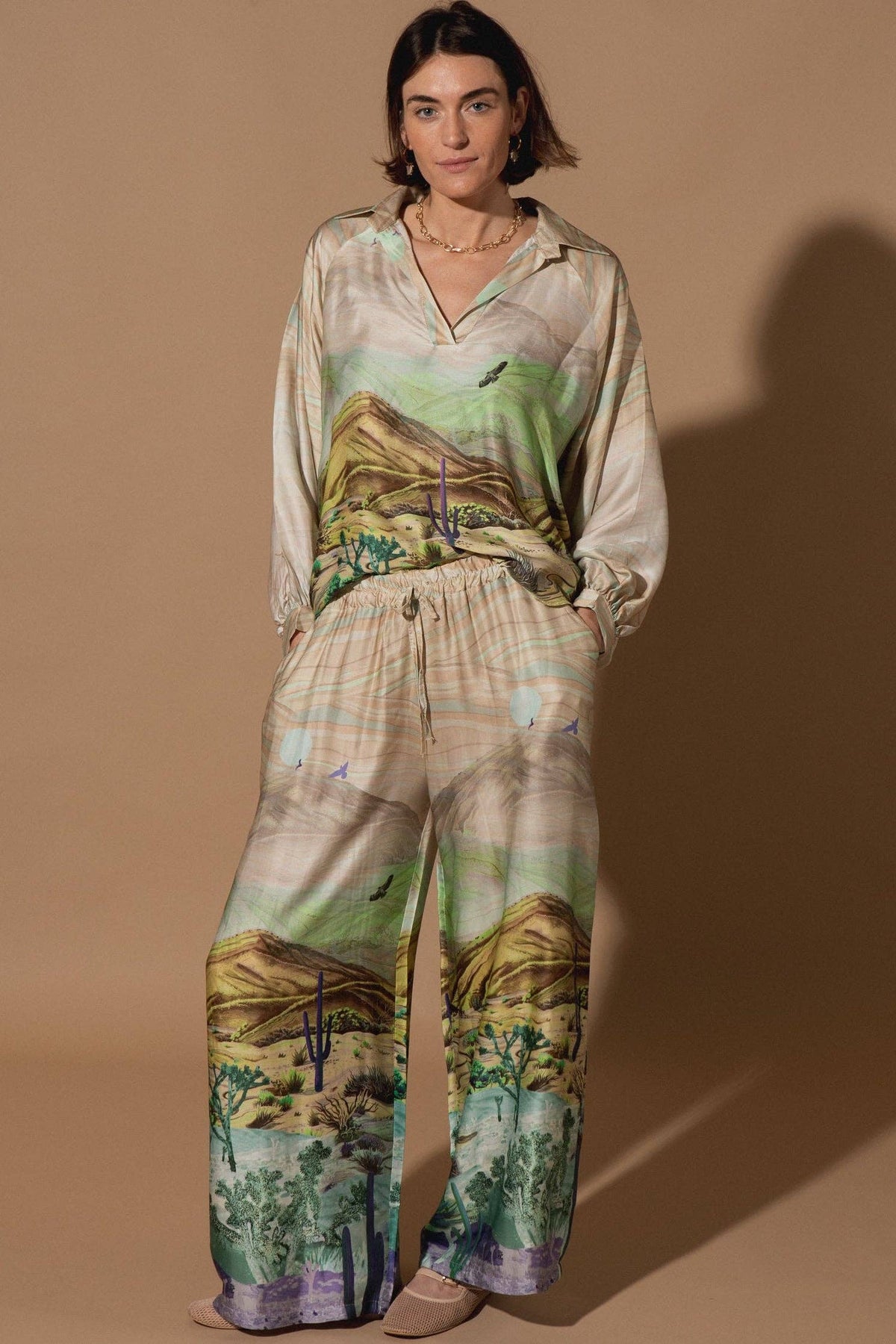 Cactus Print Silk Set