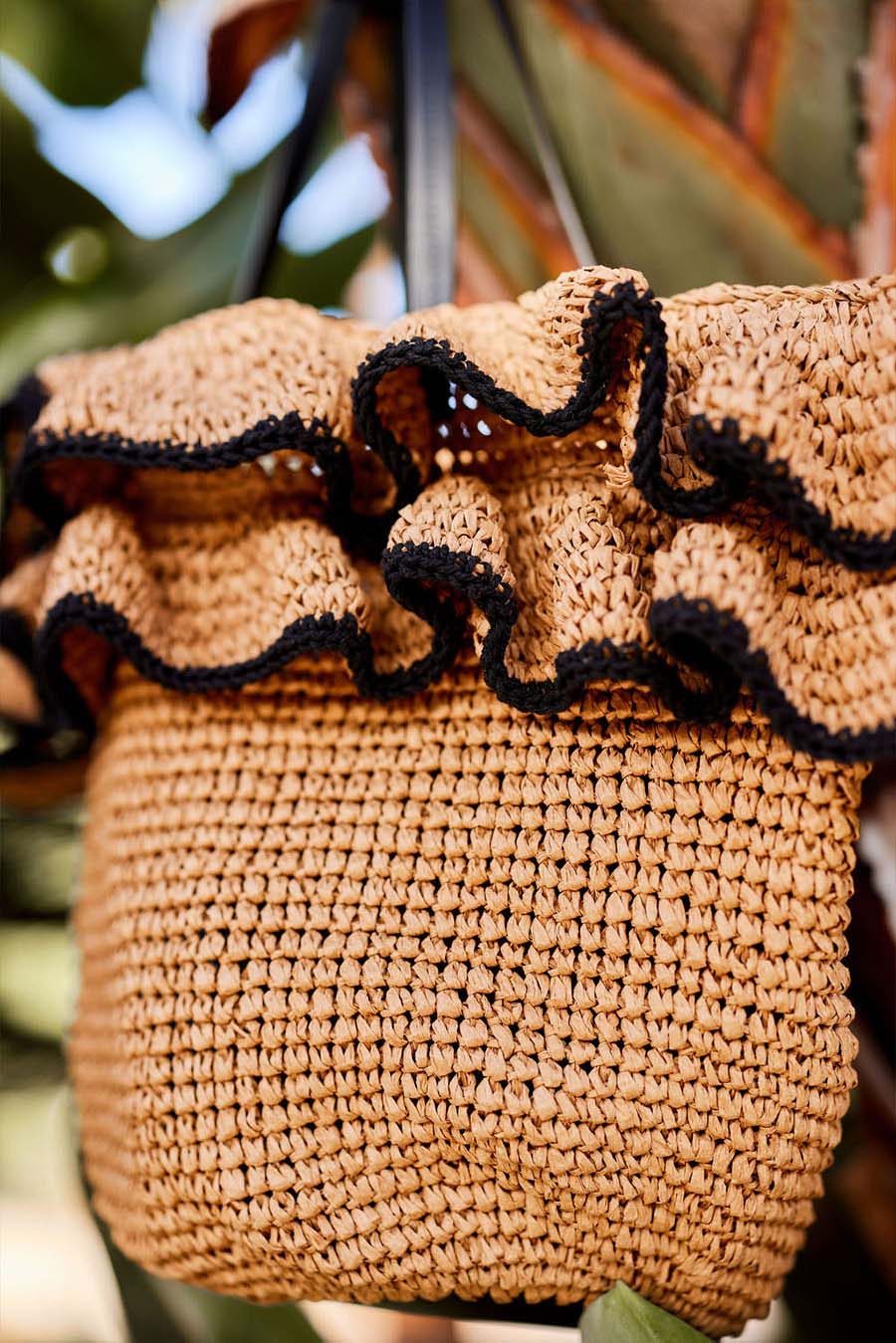 Mia Ruffle Bag in Tan