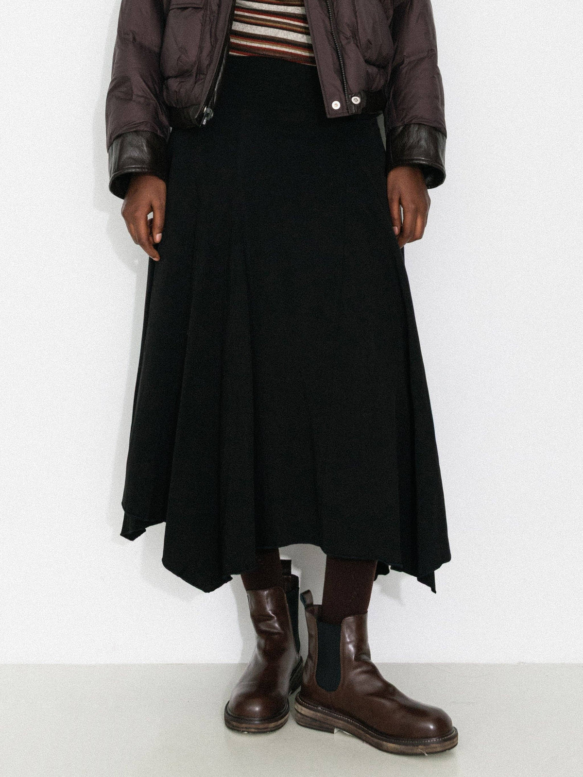 Vintage Lyocell Blend Asymmetric A-Line Midi Skirt