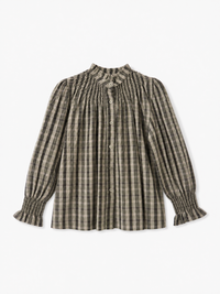 Smocked Check Shirt | Kahki