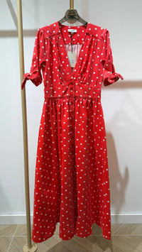Frangine Cotton Polka Dot Dress | Red