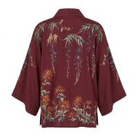 Metallic Embroidery Wisteria Short Kimono