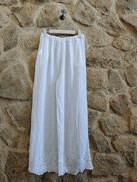 Linen Trousers with Embroidery Detail