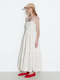 Strap Striped Cake Dress | Cream & Red