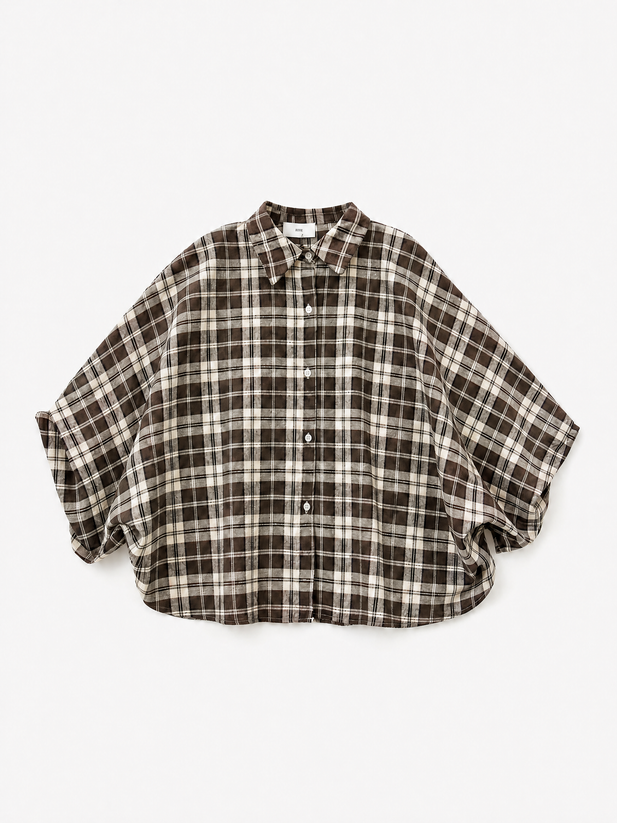 Checkered Crop Oversized Shirt | Chocolate