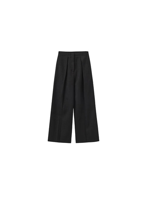 Draped Pleated Wide-Leg Pants