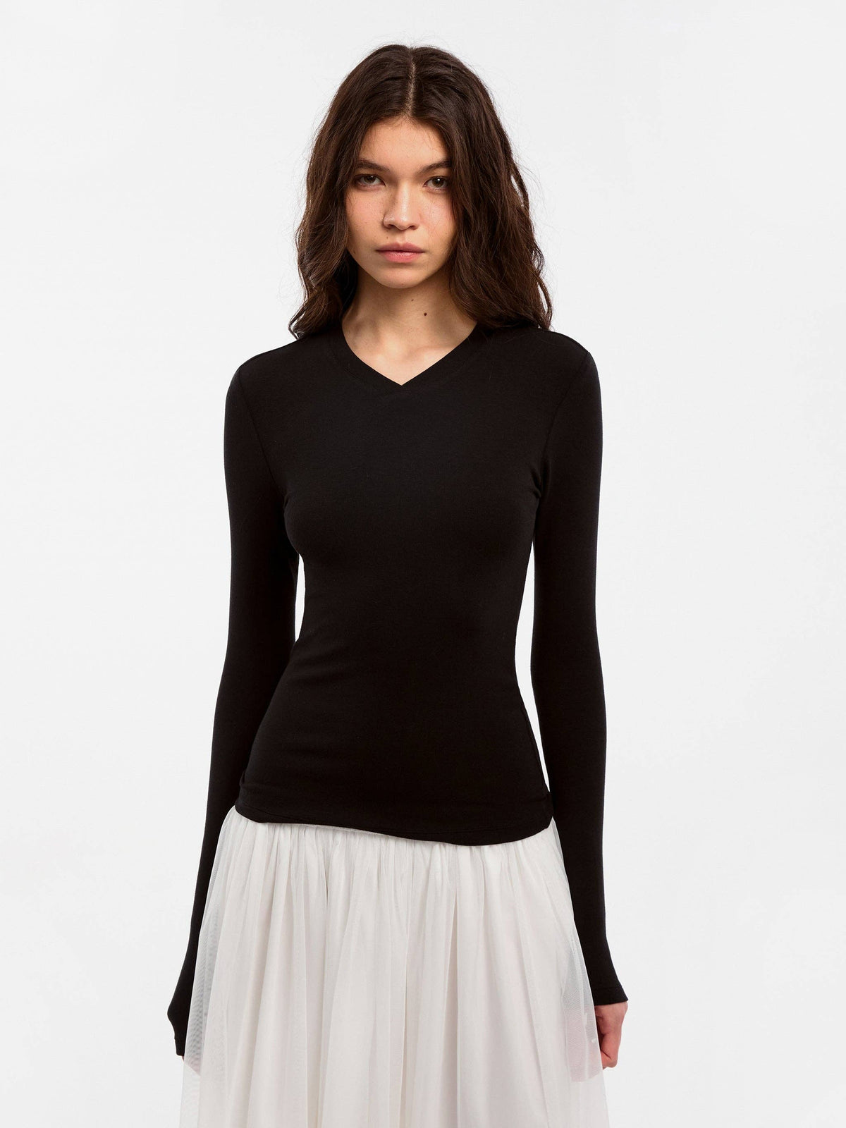 CUBIC Wool Blend V-Neck Knit T-Shirt