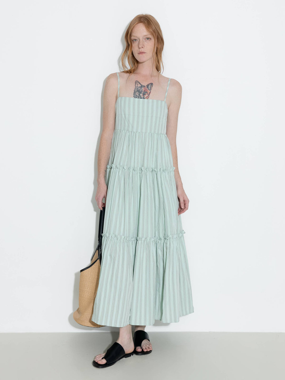 Strap Striped Cake Dress | Green & Red