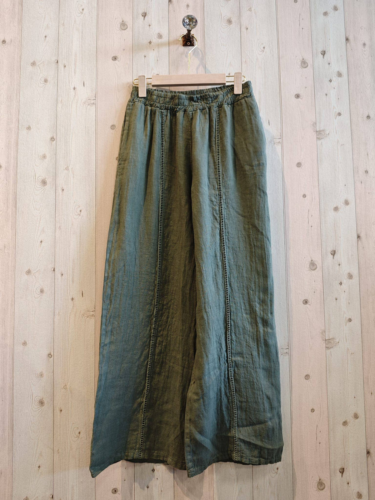 Lace Detail Linen Trousers