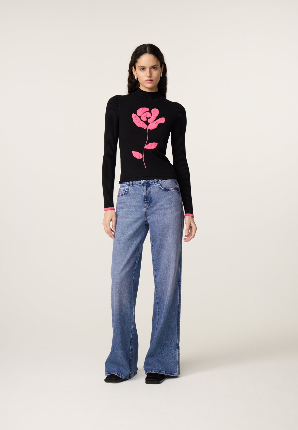 Courtney Pullover Rose Applique Top