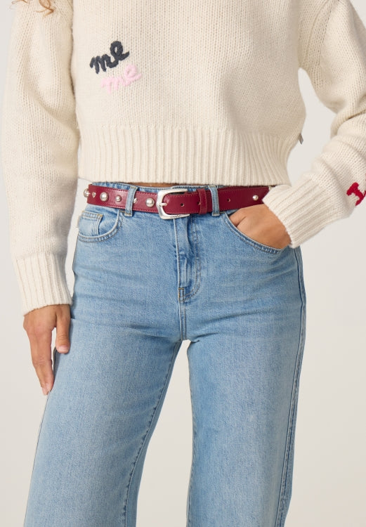 Play Of Studs Leather Belt | Haute Red