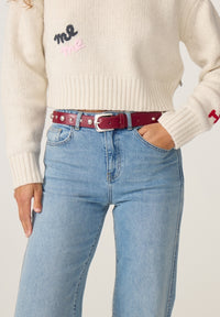 Play Of Studs Leather Belt | Haute Red