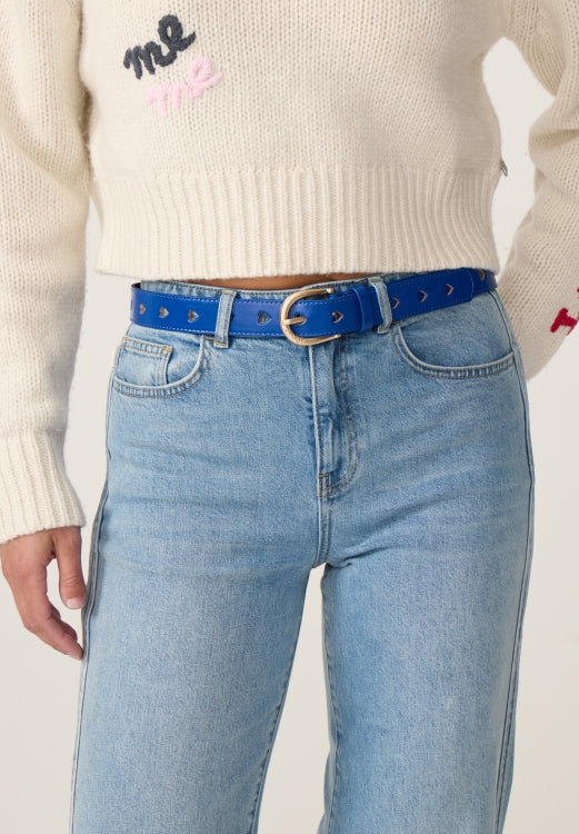 Cut It Out Leather Belt | Cobalt Blue