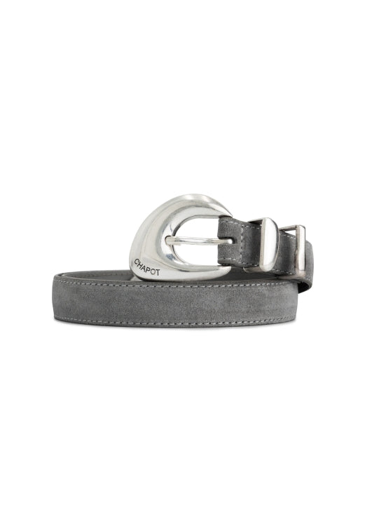 Precious Pebble Suede Belt | Office Grey