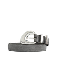 Precious Pebble Suede Belt | Office Grey