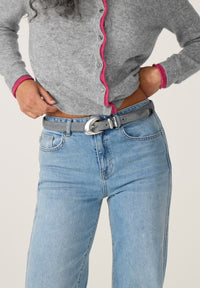 Precious Pebble Suede Belt | Office Grey