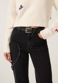 Sailen Lace-up Mock Croc Leather Belt | Black