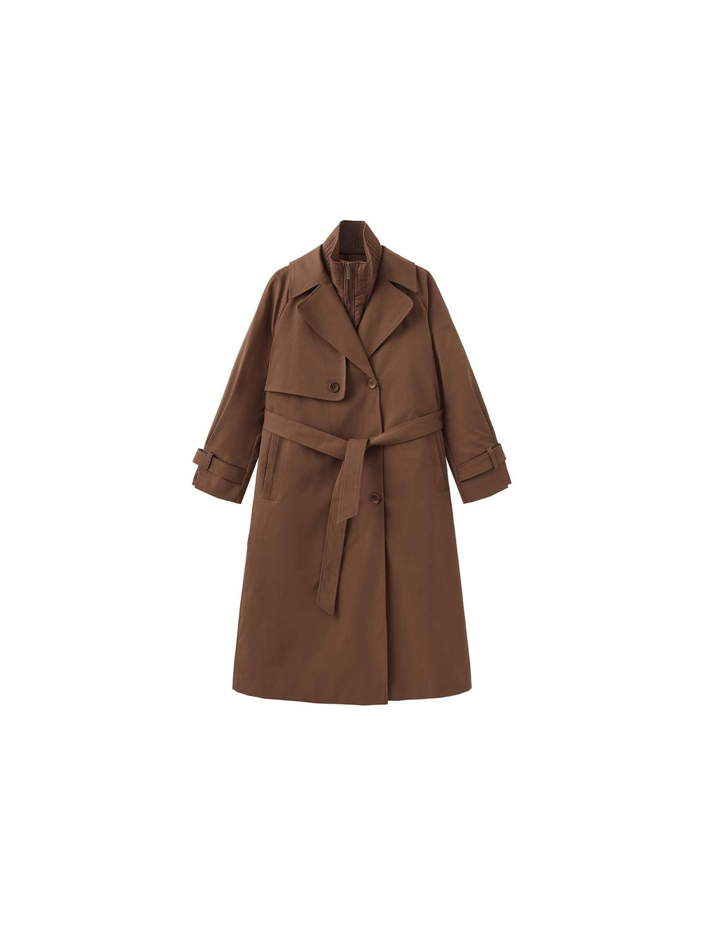 ONE BY CUBIC Double-Layer Long Trench Coat Style Down Coat