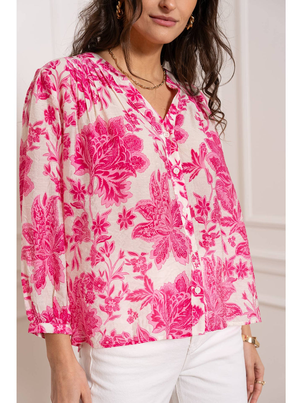 Saint Tropez Printed Silk Viscose Shirt | Pinks