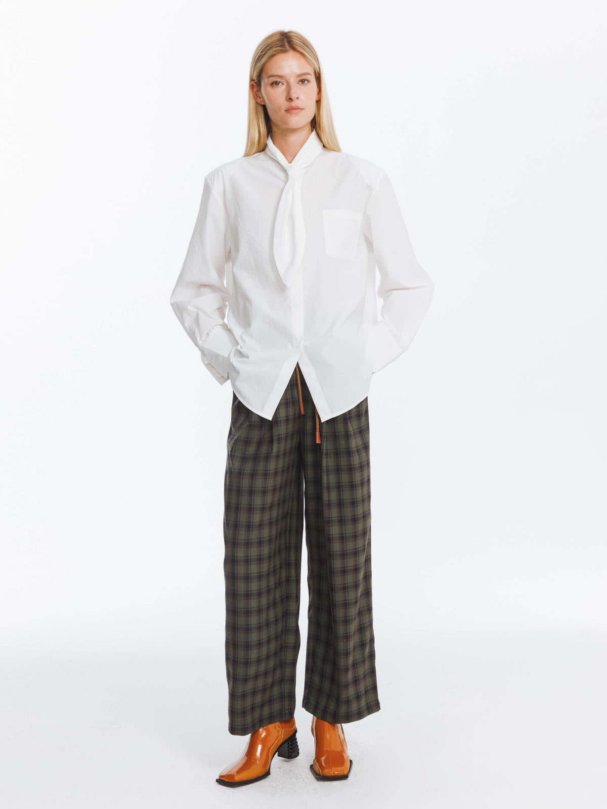 Vintage Tie Loose Striped Shirt | White