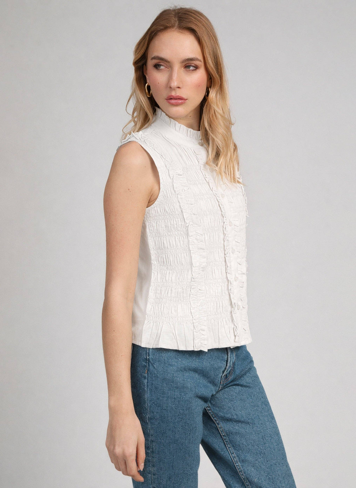 Sloane Sleeveless Shirt | White