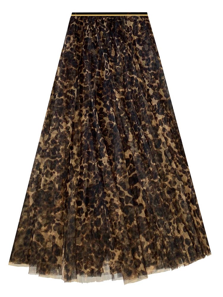 Tulle Skirt in Large Leopard Print