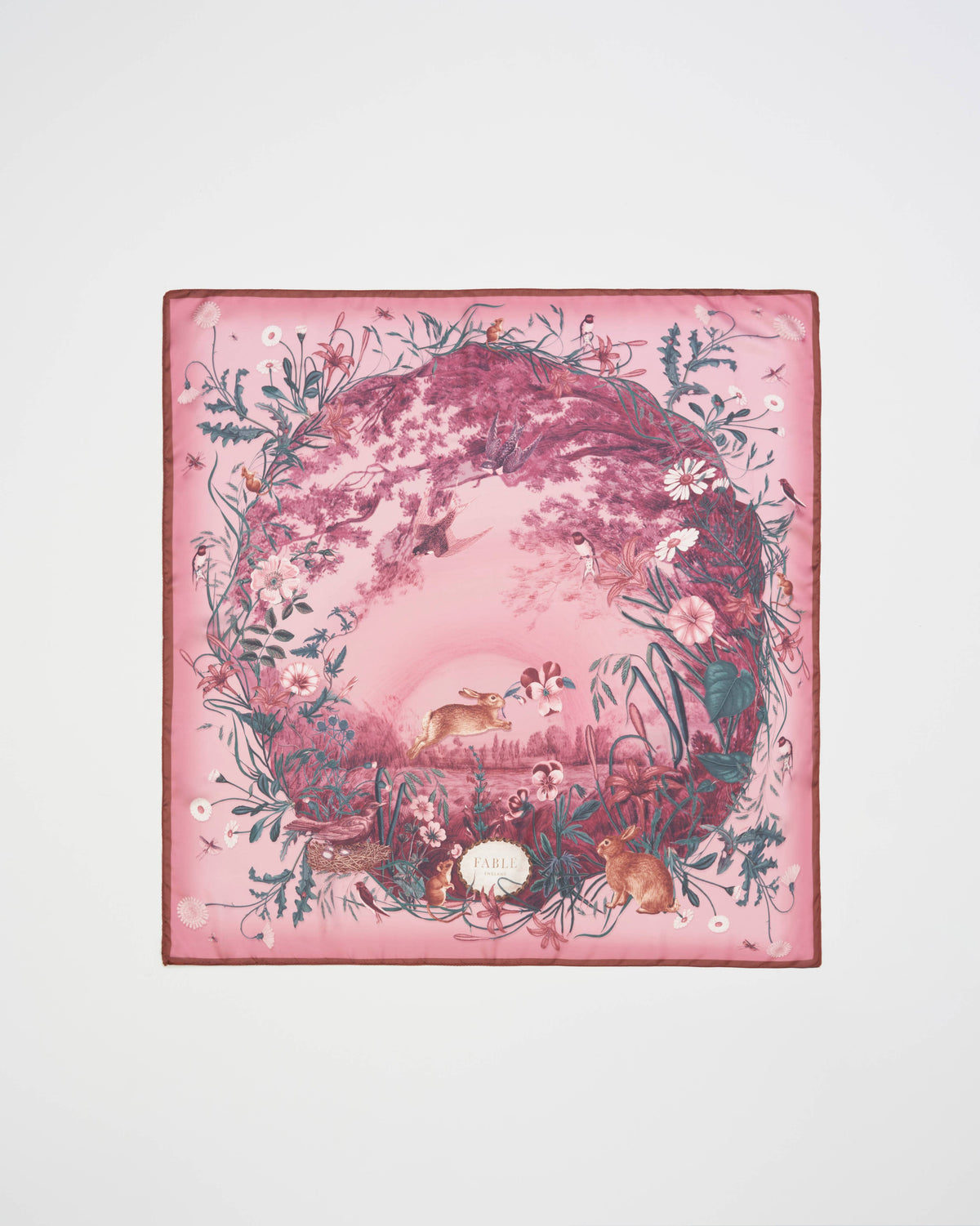 Running Bunny Burgundy Narrative Square Scarf