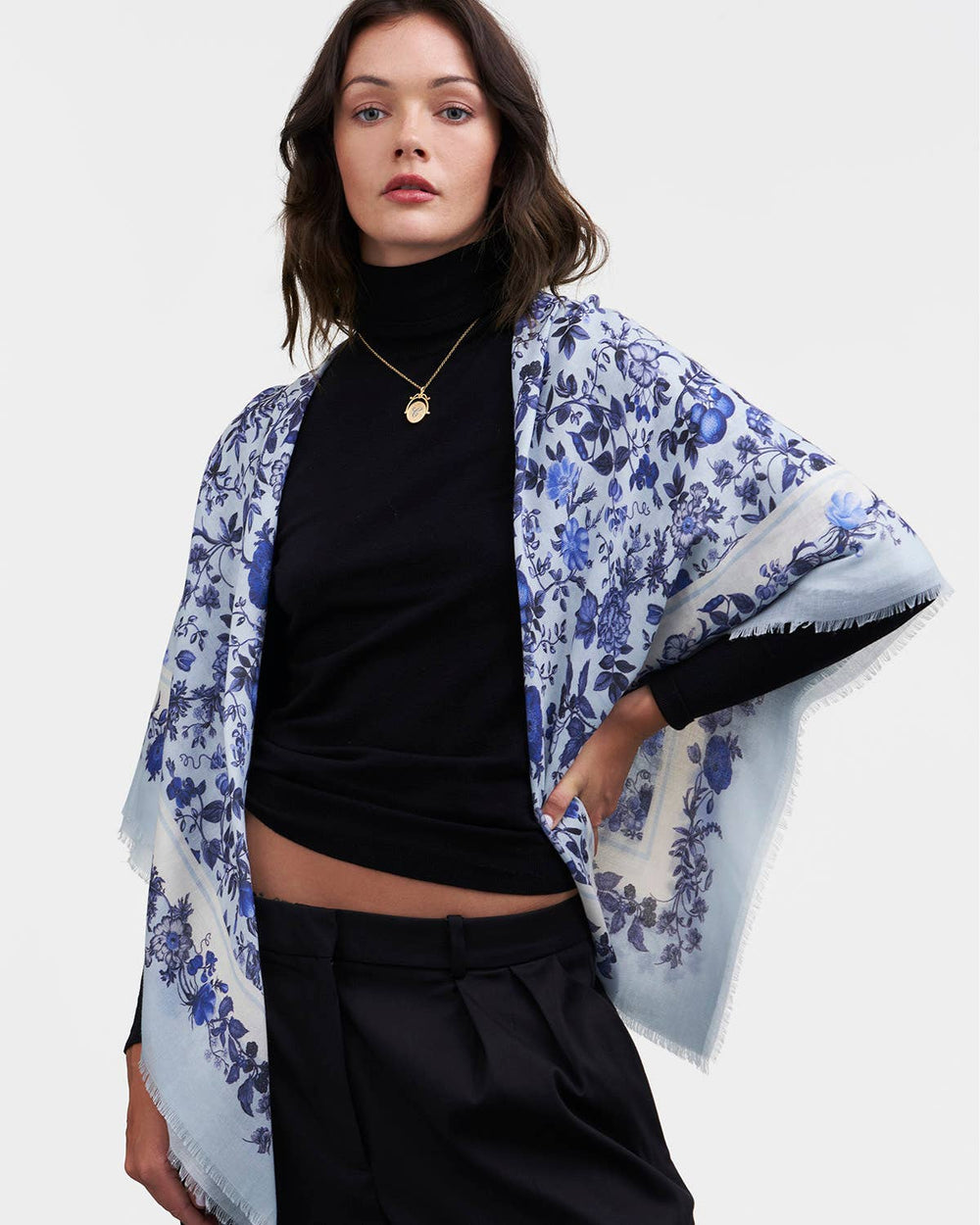 Ditsy Blue Folk Square Scarf