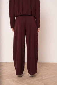Nikki Wide Barrel Trousers | Merlot