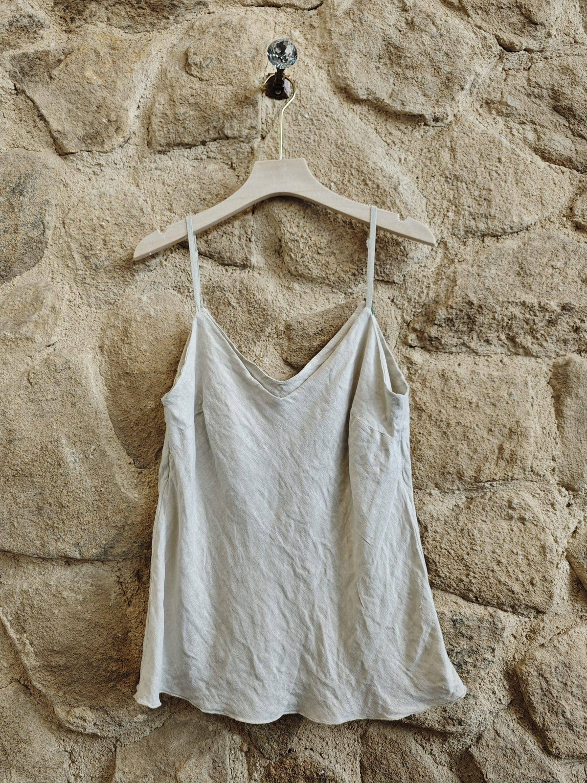 Strappy Linen Flowy Vest Top | Beige