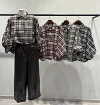 Checkered Crop Oversized Shirt | Chocolate