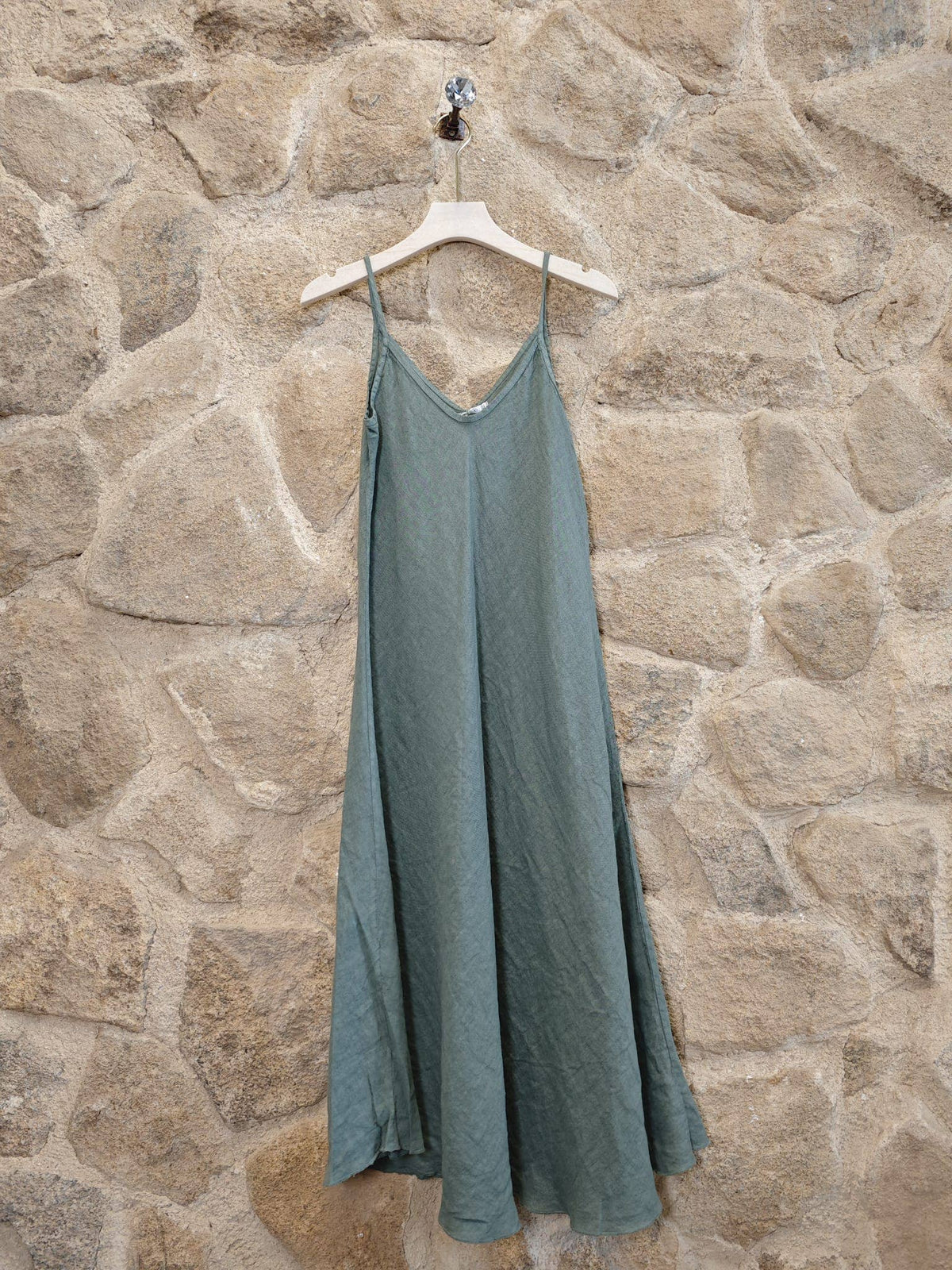 Linen Bias Cut Strappy Dress