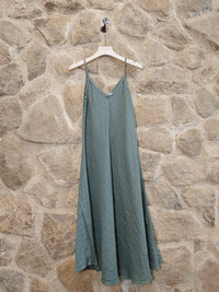 Linen Bias Cut Strappy Dress