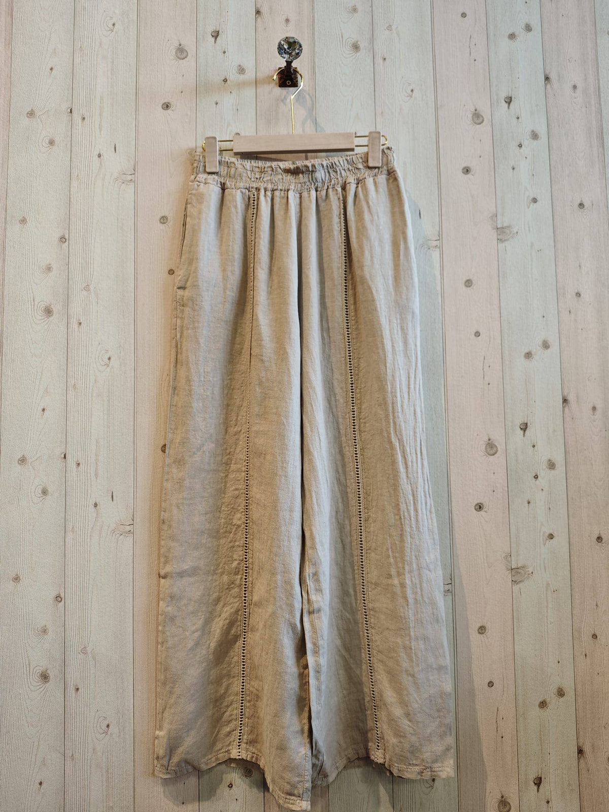 Lace Detail Linen Trousers