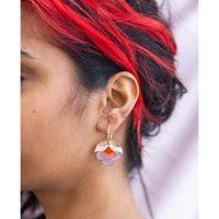 Anna Retro Flower Hoop Earrings: Pink Sky