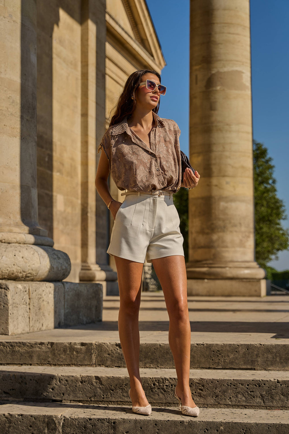 High-Waisted Shorts | Ecru