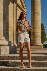High-Waisted Shorts | Ecru