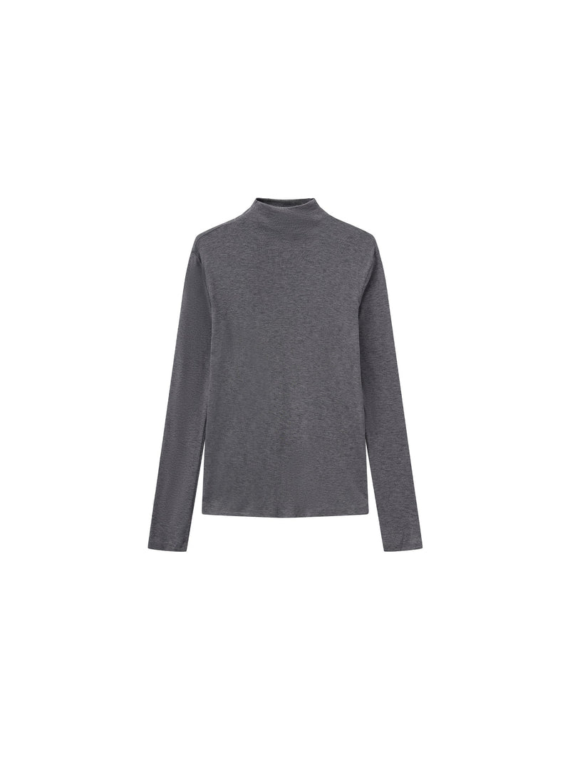 Long Sleeve Layering Top | High Neck | Grey