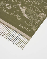 Woodland Scene, Check Long Jacquard Scarf in Khaki