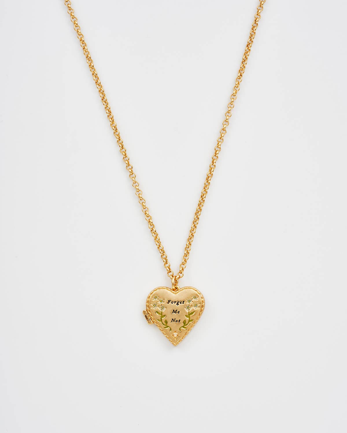 Floral Heart Gold Locket Necklace