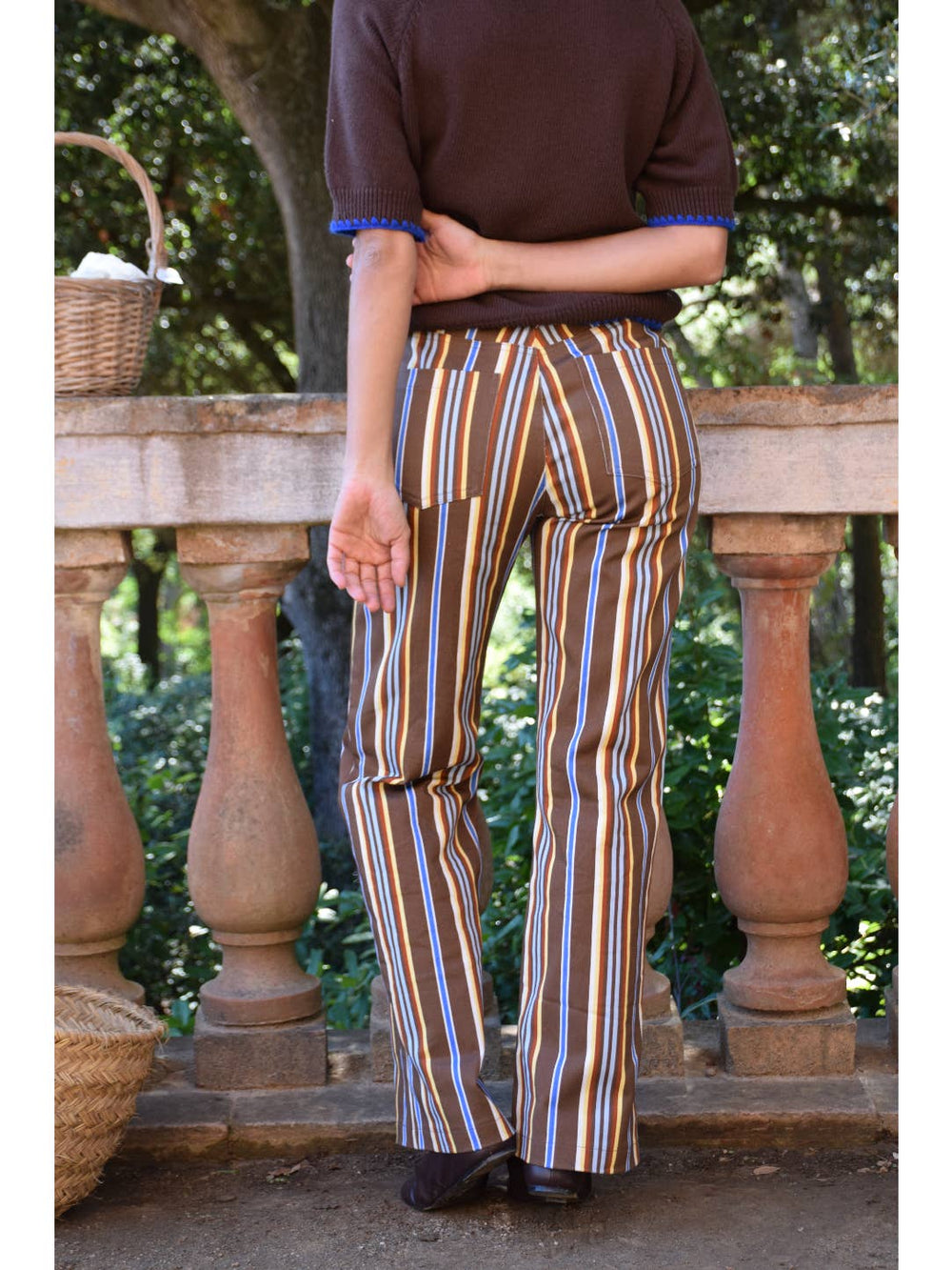 Inés Striped Chocolate Brown Jeans