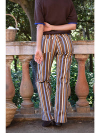 Inés Striped Chocolate Brown Jeans