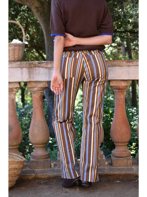 Inés Striped Chocolate Brown Jeans